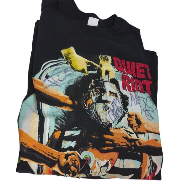 Vintage 2005 Quiet Riot T Shirt SIGNED Autographed Dubrow All 4 Size XL